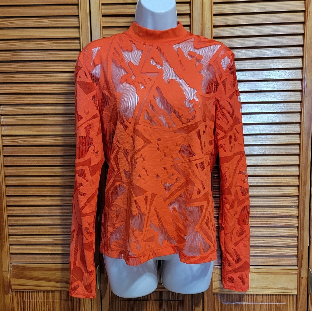 H&M Studio Press Play Spring 2022 Collection Orange Lace Top sz Medium